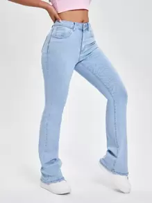 SHEIN EZwear High Waisted Zip Fly Bootcut Jeans