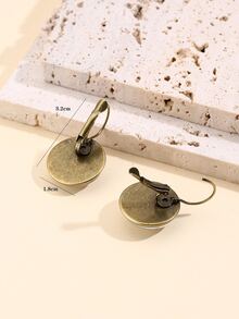 1pair Vintage Sunflower Print Stud Earrings For Women For Vacation - Multicolor - View 4