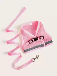 1入組極簡風格寵物背帶&1条皮带 - 粉色 - 查看 4