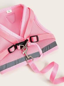 1入組極簡風格寵物背帶&1条皮带 - 粉色 - 查看 3