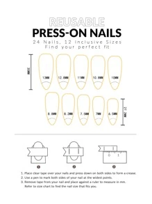 Elevate Your Style With 24pcs Extra Long Stiletto Black Glossy Ombre Fake Nail & 1pc Nail File & 1sheet Tape Press On Nails Nail Supplies - Black - View 5