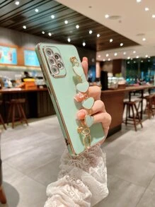 Solid Phone Case With Heart Hand Strap Compatible With IPhone15/15Plus/15Pro/15Promax,International Version, Not The Domestic Version - Mint Green - View 2