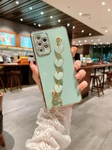 Solid Phone Case With Heart Hand Strap Compatible With IPhone15/15Plus/15Pro/15Promax,International Version, Not The Domestic Version - Mint Green - View 4