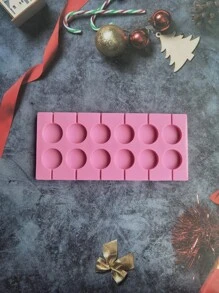 1 molde de silicona para piruletas, moldes con ventosas, piruletas redondas de chocolate, moldes para caramelos duros con 12 palitos de piruleta para hacer piruletas, caramelos duros, moldes de hielo, chocolate - Rosa - Ver 4
