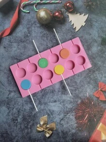1 molde de silicona para piruletas, moldes con ventosas, piruletas redondas de chocolate, moldes para caramelos duros con 12 palitos de piruleta para hacer piruletas, caramelos duros, moldes de hielo, chocolate - Rosa - Ver 6