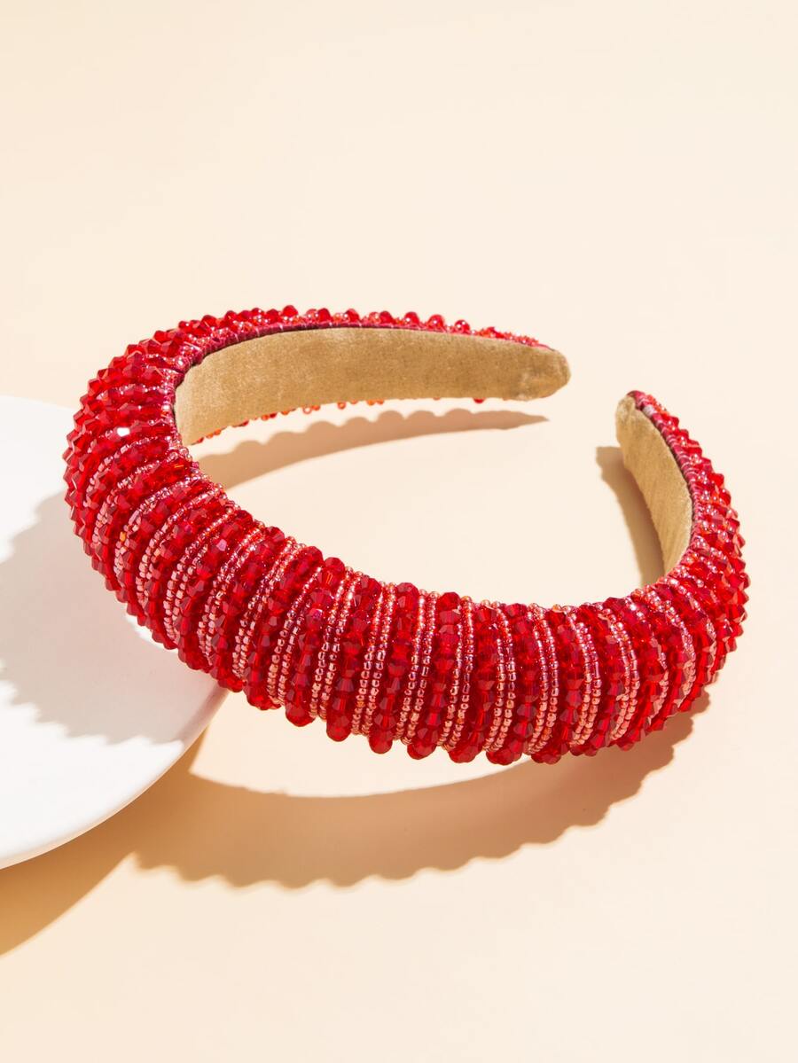 Băng đô trang trí hạt hoàng gia để đeo hàng ngày - Đỏ - Xem 1