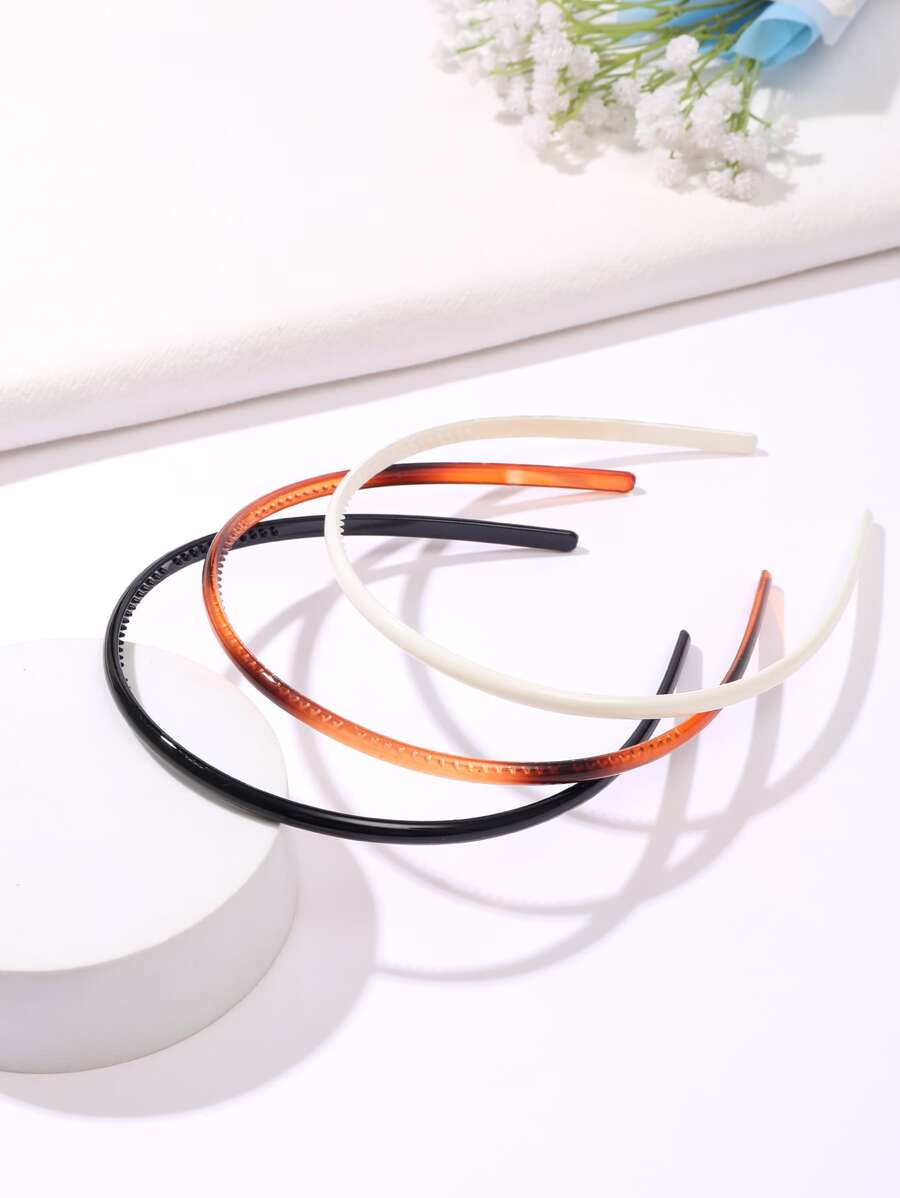 3条简约个性细发箍，清爽窄发圈，弹性发饰，发带，发圈头饰 - 彩色 - 查看 1