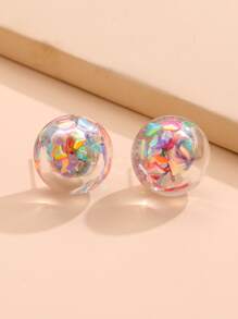 Ball Design Stud Earrings - Multicolor - View 1