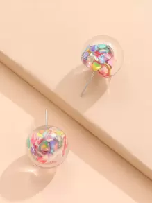 Ball Design Stud Earrings - Multicolor - View 3