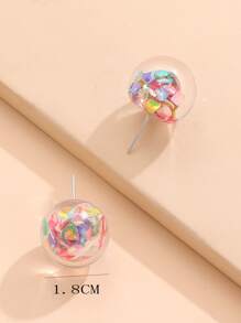 Ball Design Stud Earrings - Multicolor - View 4