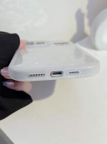 Heart Pattern Shell Glitter Phone Case - White - View 2