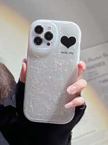 Heart Pattern Shell Glitter Phone Case - White - View 6