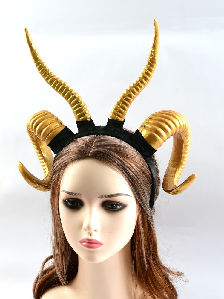 Goat Horn Decor Costume Headband - Gold - View 3