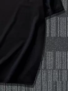 Manfinity Hombres Camiseta con estampado de letra - Negro - Ver 3