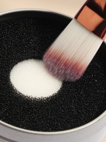 1入組化妝刷乾清潔盒雙使用眼影畫筆顏色去除器海綿刷洗滌洗滌器乾淨成套工具 - 米色 - 查看 3