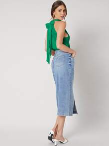 MOTF PREMIUM 後綁帶上衣 - 綠色 - 查看 2