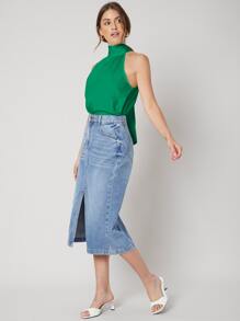 MOTF PREMIUM 後綁帶上衣 - 綠色 - 查看 6