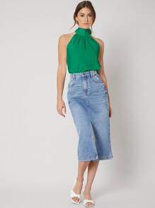 MOTF PREMIUM 後綁帶上衣 - 綠色 - 查看 8