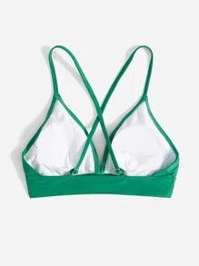 Crisscross Back Bikini Top, For Summer Beach Vacation - Green - View 2