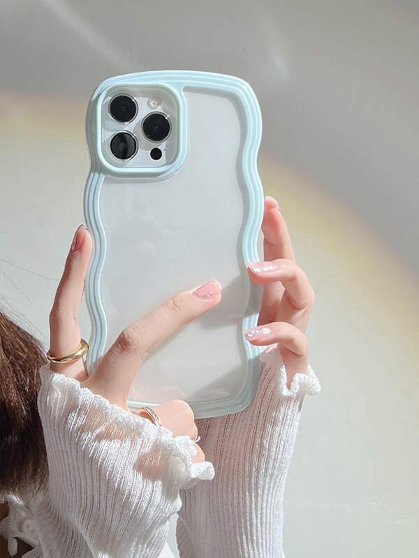 Wavy Frame Clear Phone Case SHEIN UK