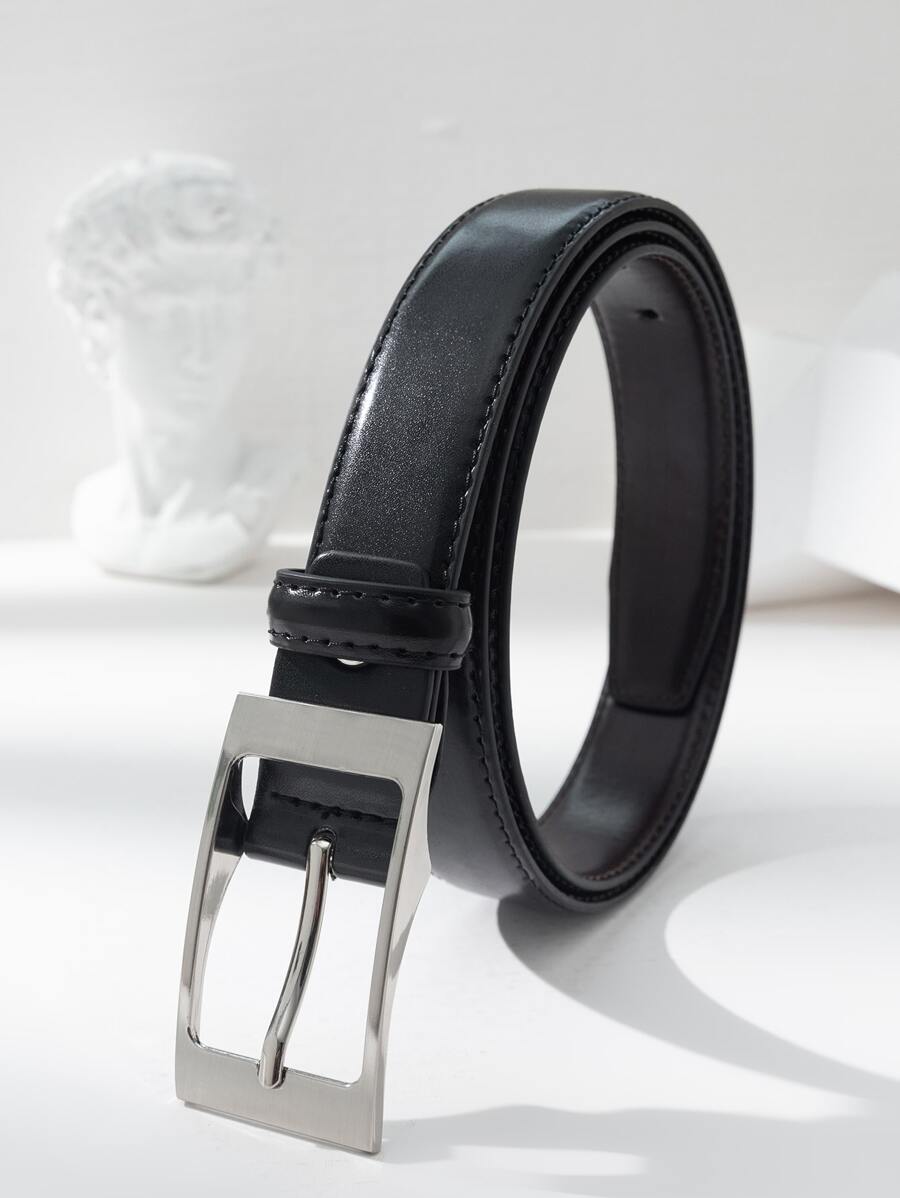 Men Square Buckle Belt Casual - Black - View 1
