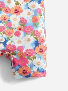 SHEIN 嬰兒女孩全身花卉印花背心連體褲 - 彩色 - 查看 4