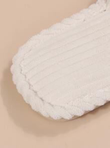 女士白色燈芯絨蝴蝶結裝飾拖鞋,學院露趾臥室拖鞋 - 米色 - 查看 3