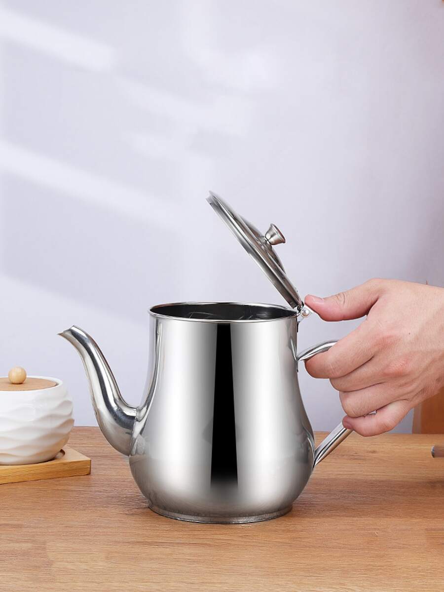 1pc Stainless Steel Teapot - Silver - View 1