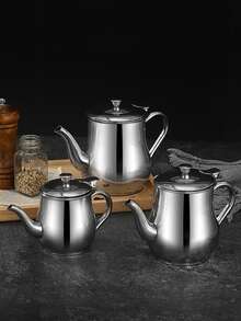 1pc Stainless Steel Teapot - Silver - View 4