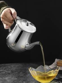 1pc Stainless Steel Teapot - Silver - View 2