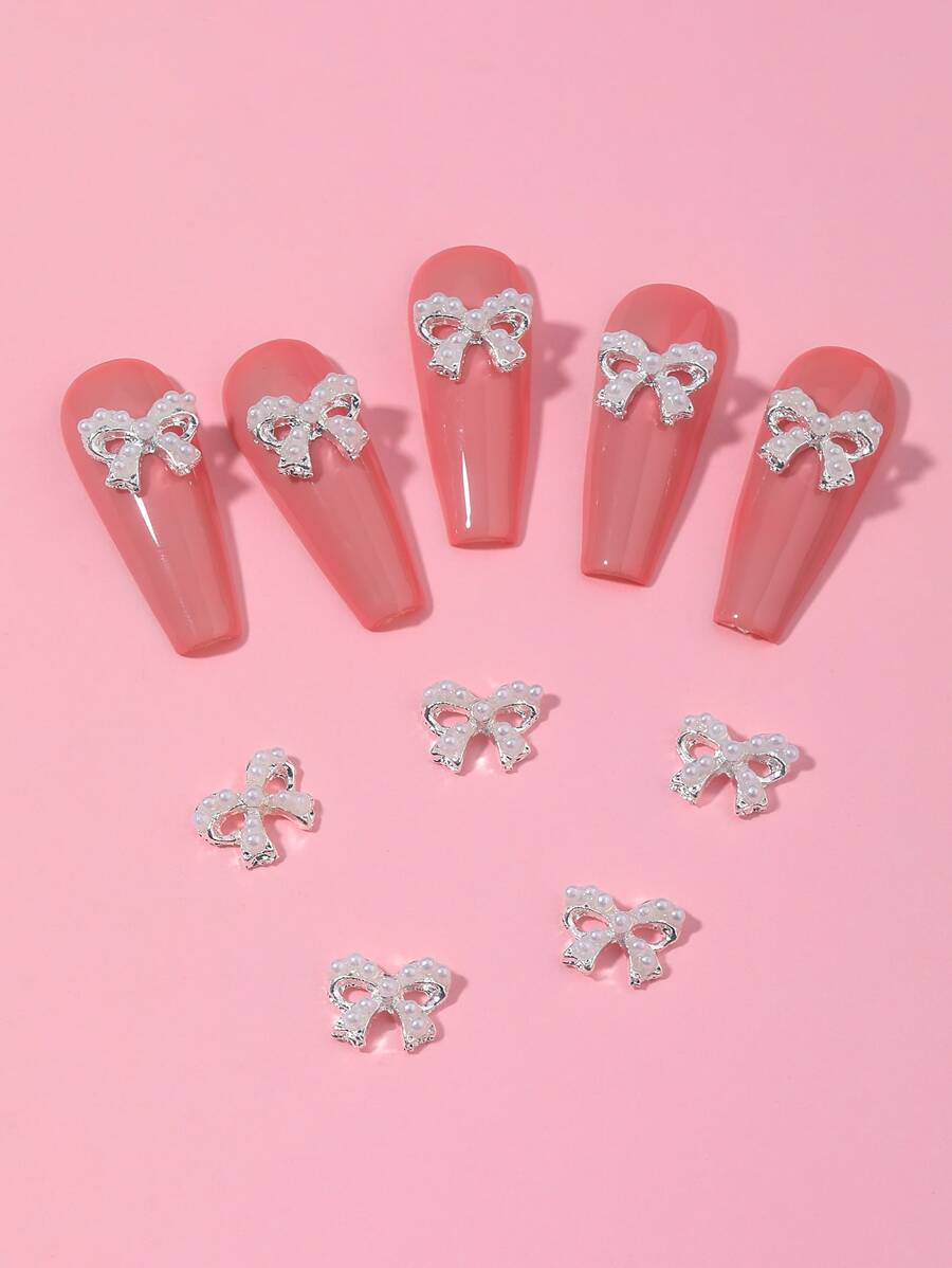 10 件 3D 蝴蝶结设计美甲装饰 DIY 指甲饰 指甲宝石 美甲用品 指甲 - 白色 - 查看 1