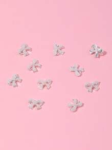 10 件 3D 蝴蝶结设计美甲装饰 DIY 指甲饰 指甲宝石 美甲用品 指甲 - 白色 - 查看 2