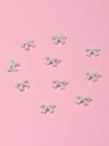 10 件 3D 蝴蝶结设计美甲装饰 DIY 指甲饰 指甲宝石 美甲用品 指甲 - 白色 - 查看 3