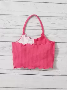 SHEIN Dziewczynka Wzór w kwiaty Dwutonowy Karbowana lamówka Top Halter