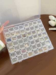 1pc Clear Jewelry Storage Box, Transparent Compartment Ring Storage Box For Home - Clear - View 1