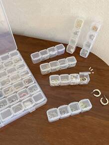 1pc Clear Jewelry Storage Box, Transparent Compartment Ring Storage Box For Home - Clear - View 2