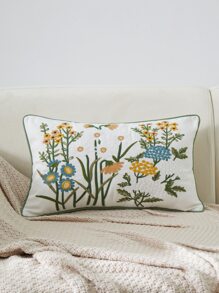 1入組花卉刺繡靠墊套不附帶墊芯