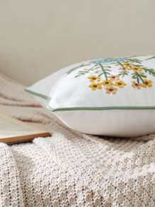 1入組花卉刺繡靠墊套不附帶墊芯