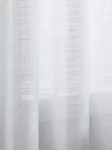 1pc Plain Color Linen-Look Sheer Curtain Panel, With Top Rope Design, Lightweight Breathable Translucent Fabric For Bedroom, Living Room, Balcony Decoration - White - View 4