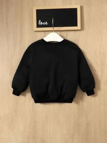 SHEIN Baby Girl Letter Graphic Pullover - Black - View 2