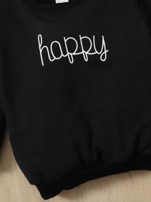 SHEIN Baby Girl Letter Graphic Pullover - Black - View 3