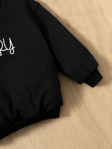 SHEIN Baby Girl Letter Graphic Pullover - Black - View 4