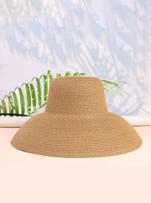 Minimalist Solid Straw Hat - Camel - View 2