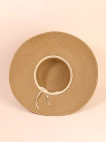 Minimalist Solid Straw Hat - Camel - View 5