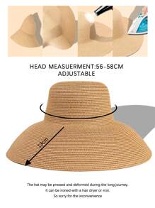 Minimalist Solid Straw Hat - Camel - View 6
