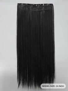 Extensión del pelo larga lisa sintético - Negro - Ver 2