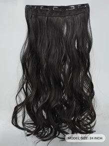 Natural Long Curly Synthetic Hair Extension - Black - View 2