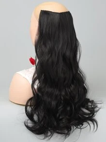 Natural Long Curly Synthetic Hair Extension - Black - View 3
