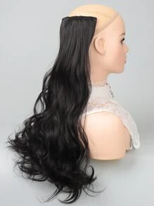 Natural Long Curly Synthetic Hair Extension - Black - View 4