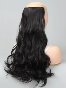 Natural Long Curly Synthetic Hair Extension - Black - View 6